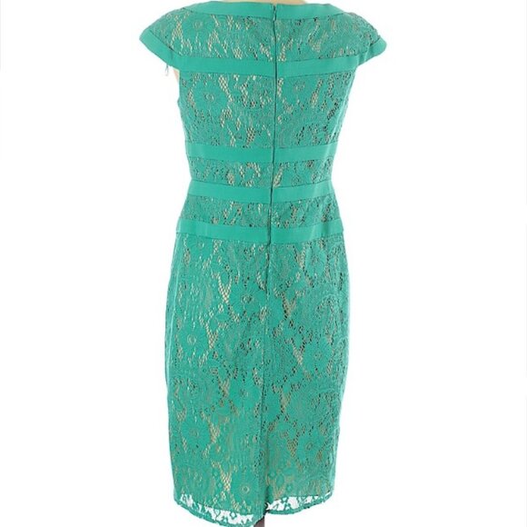 Adrianna Papell Teal Lace Cocktail/Formal Sheath Dress- Sz. 4 - Picture 2 of 6
